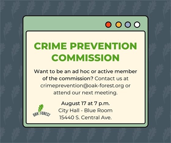 Interested in being on the Crime Prevention Commission?  Let us know.