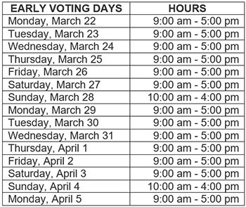 March Early Voting Hours