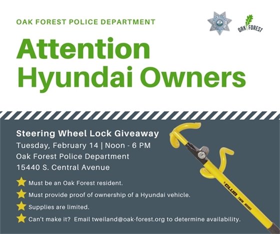 Hyundai steering wheel lock giveaway