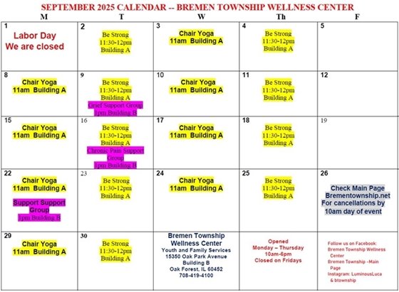 Bremen Township Wellness Calendar