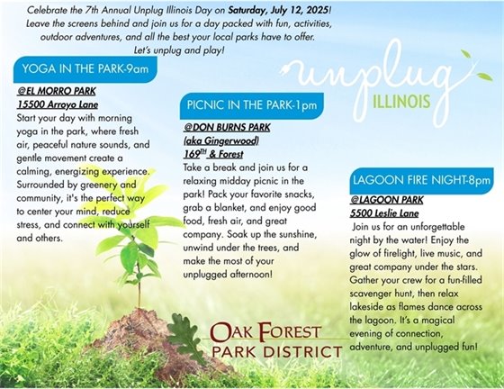 Unplug with the Oak Forest Park District