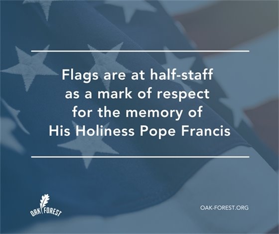 Flags at half-staff in honor of Pope Francis