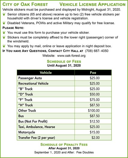 Vehicle Sticker Fees