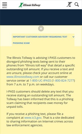 Tollway phishing scam