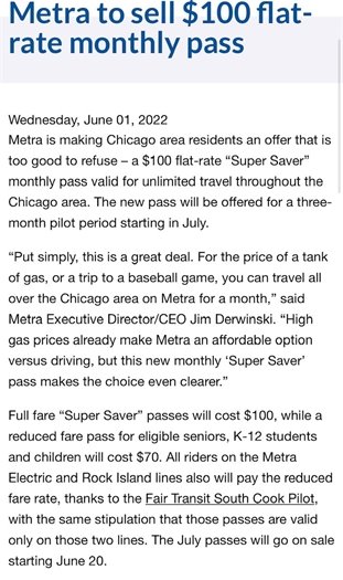 Metra flat pass