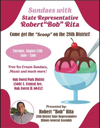 Sundaes with State Rep Bob Rita on August 12
