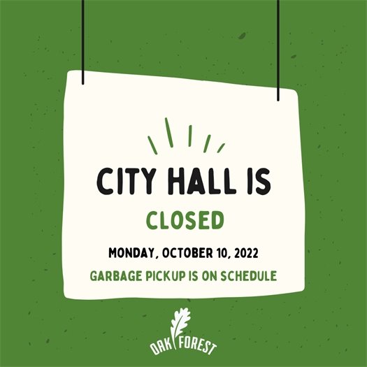 City Hall is Closed on Monday, October 10