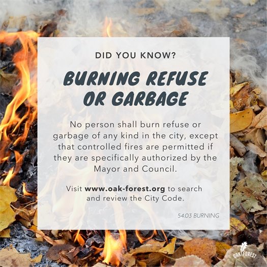 Burning leaves is prohibited by city ordinance 