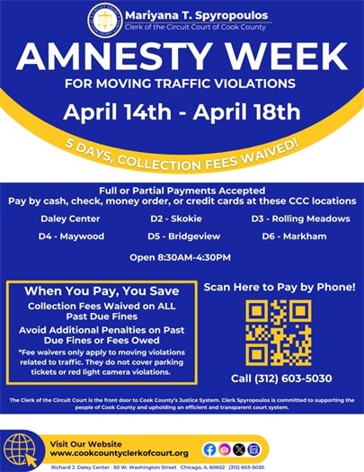 Cook County Amnesty Week for moving traffic violations