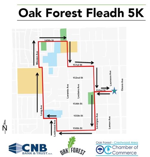 CNB Oak Forest Fleadh 5K map