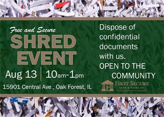 Shred event at First Secure Bank on 8/13