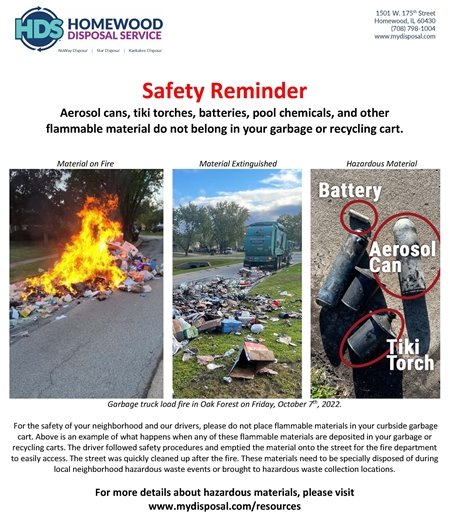 Safety reminder from Homewood Disposal