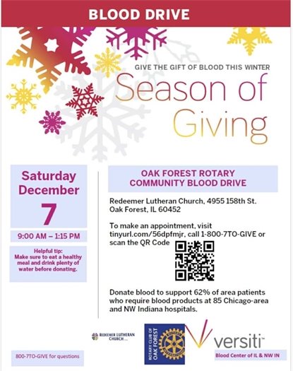 Rotary Blood Drive Dec 7