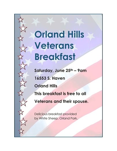 Veterans Breakfast in Orland Hills 