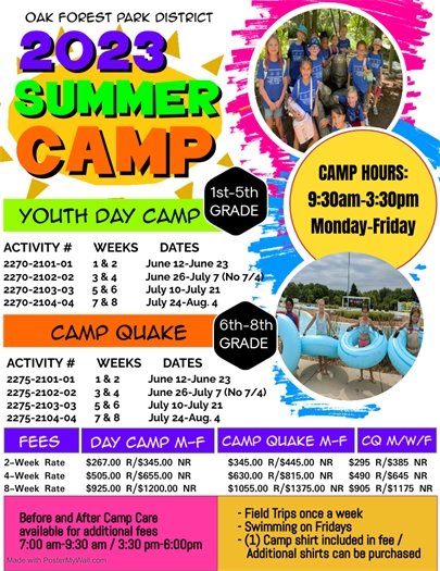 Oak Forest Park District Summer Camps