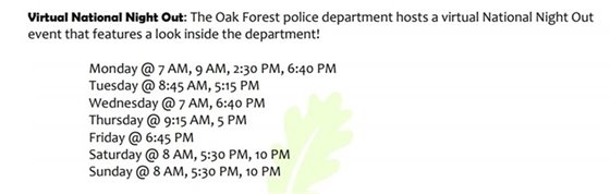 Virtual Night Out Airing