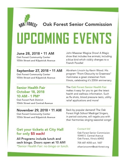 Upcoming Events Flier June - November