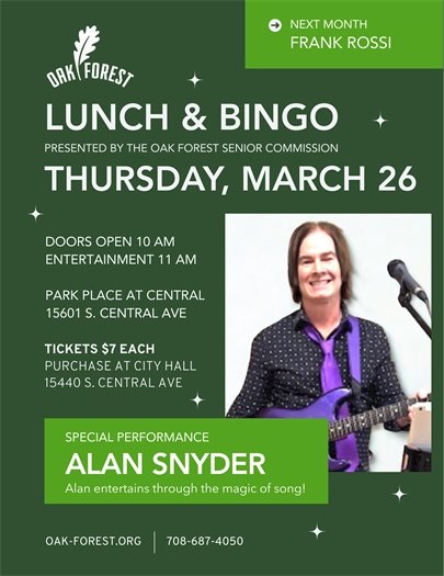 Senior Lunch and Bingo is March 26