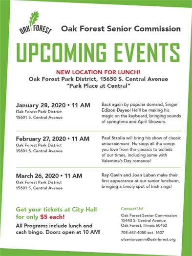 Upcoming Events Senior Luncheon 2020