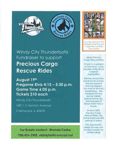Precious Cargo Rescue Rides Thunderbolts Fundraiser
