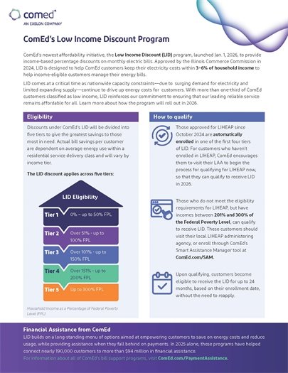 Comed Low Income Discount Program