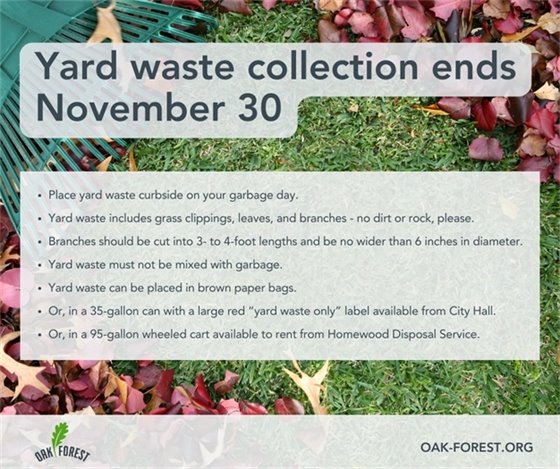 Yard Waste Collection Ends on November 30