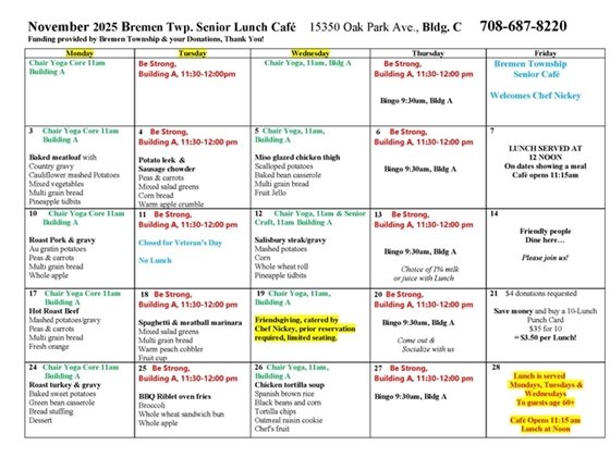 Bremen Township Senior Lunch November 