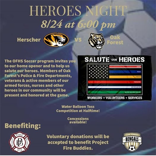 Heroes Night at OFHS Soccer on 8/24