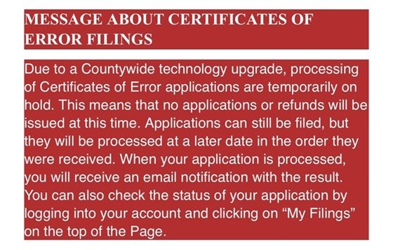 A message from the Cook County Assessor's Office