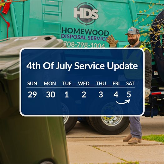Homewood Disposal Service Update: Fourth of July