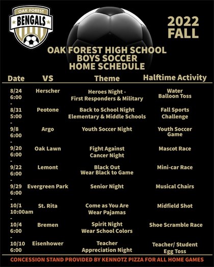 OFHS Soccer Community Nights Calendar