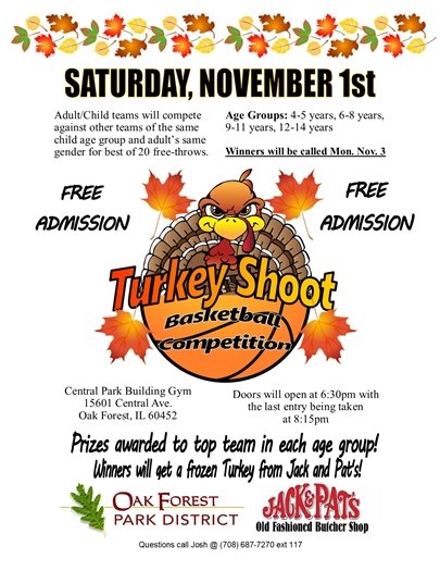 Turkey Shoot at the Park District on November 1
