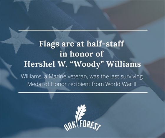 Flags at half staff for Woody Williams
