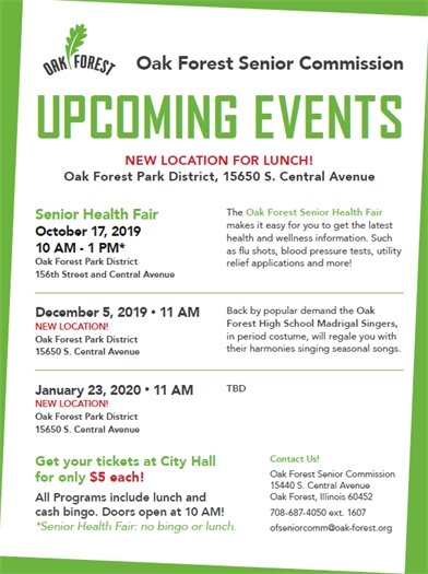 Senior Commission Upcoming Events Flyer