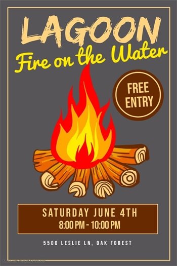 Lagoon Fire on the Water