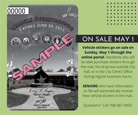 Vehicle Stickers go on sale May 1