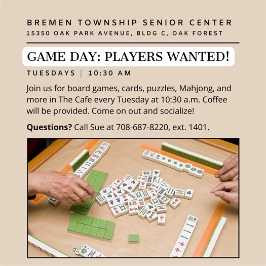 Bremen Township Game Day Needs Players