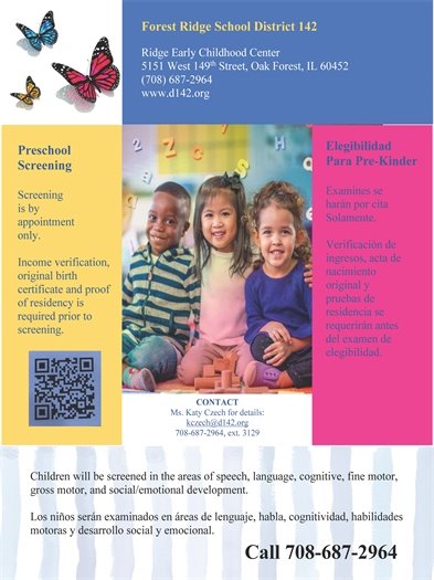 District 142 Pre-school screening