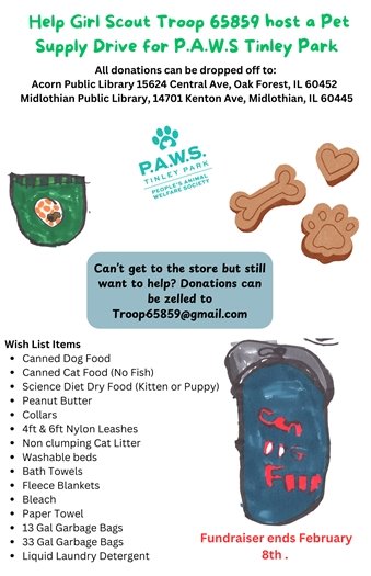 Girl Scout Troop Pet Supply Drive 