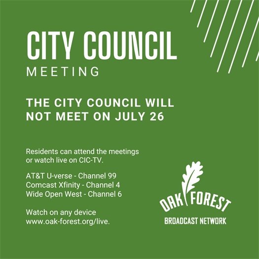 No City Council meeting on July 26