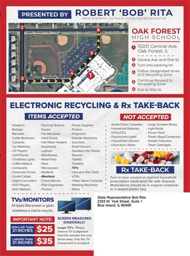 Shred and e-waste event at the high school on 8/27