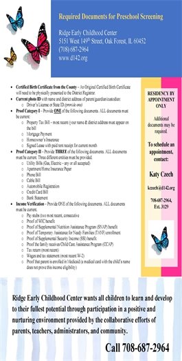 District 142 Preschool Screening