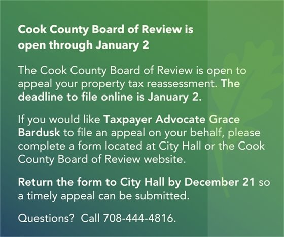 Cook County Board of Review open until January 2