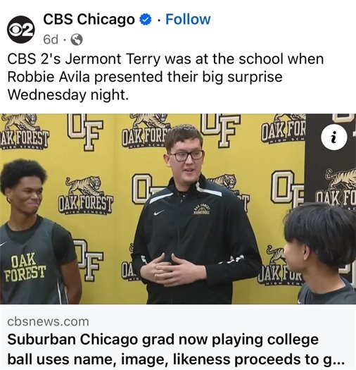 Robbie Avila gives back to Oak Forest High School