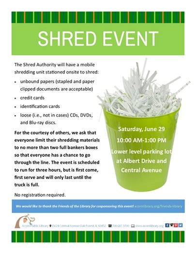 Acorn Library Shred Event June 29