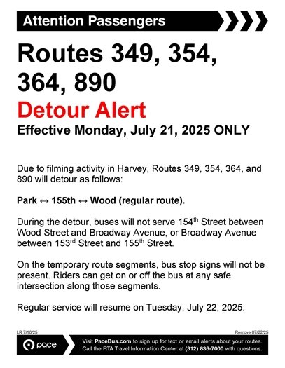 Pace Detour for July 21 Only