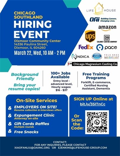 Chicago Southland Hiring Event March 22