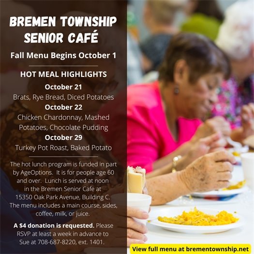 Bremen Township Senior Cafe October Menu