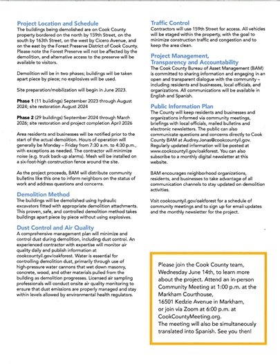 Cook County: Oak Forest Campus News