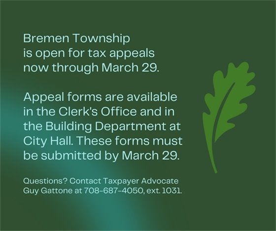 Bremen Township is open for tax appeals